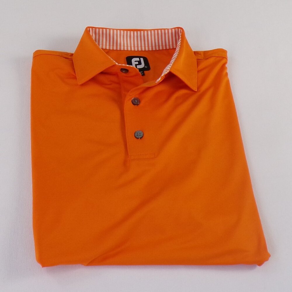 Footjoy Polo Golf  Shirt Large Stretch Bright Orange Men's Large - Super Nice